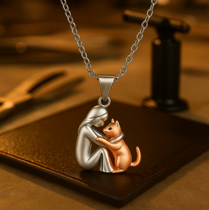 Cat Hug Pendant Necklace