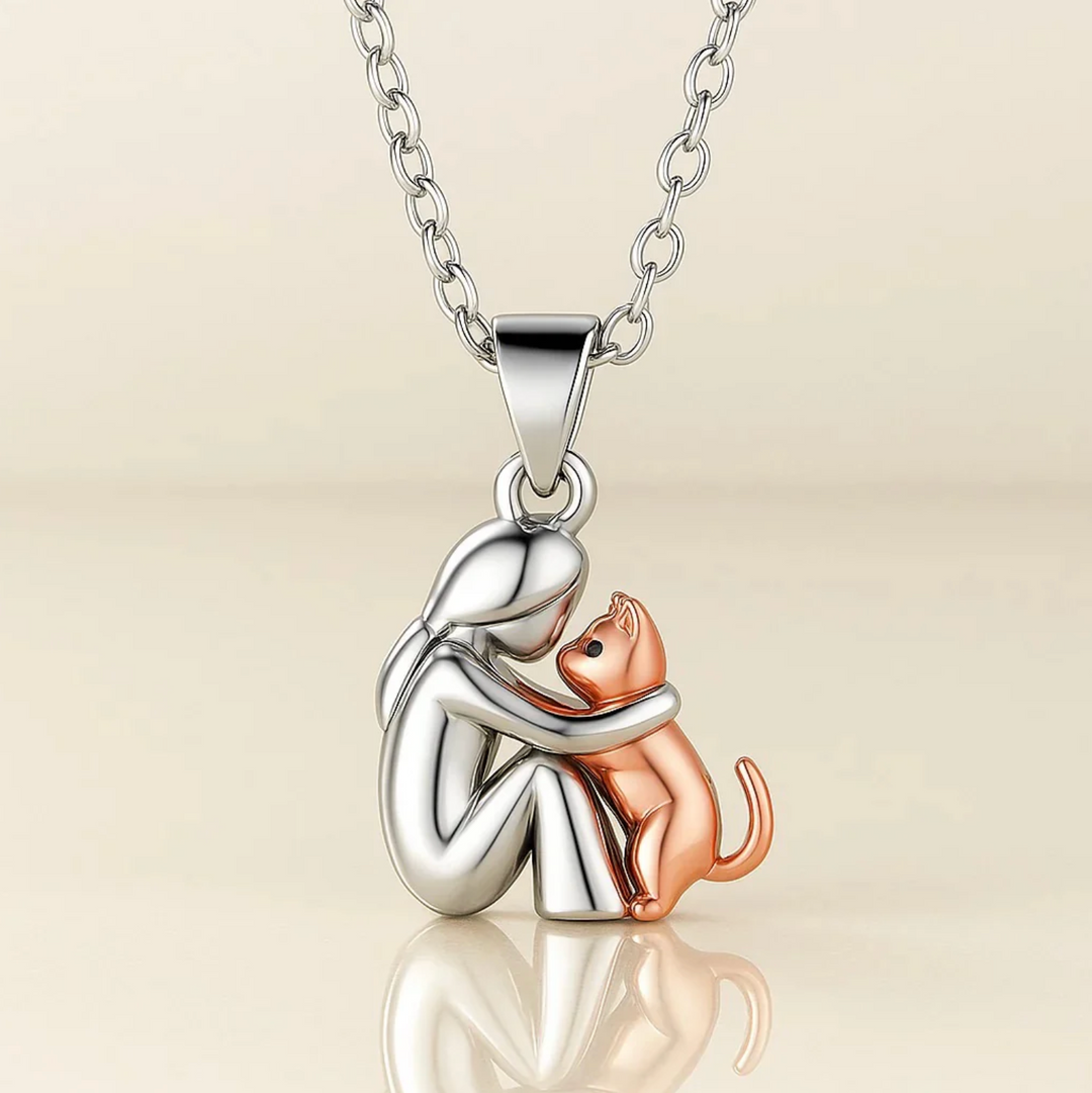 Cat Hug Pendant Necklace